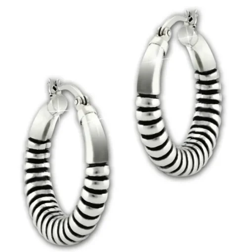 SilberDream Creole Rope 2,5cm 925 Sterling Silber Damen Ohrring SDO67222