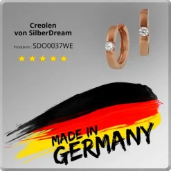 SilberDream Creole rose vergoldet Zirkonia Ohrring 925 Silber Schmuck SDO0037WE