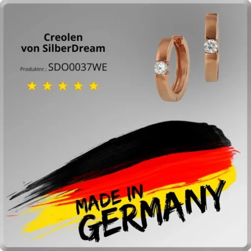 SilberDream Creole rose vergoldet Zirkonia Ohrring 925 Silber Schmuck SDO0037WE