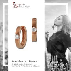 SilberDream Creole rose vergoldet Zirkonia Ohrring 925 Silber Schmuck SDO0037WE