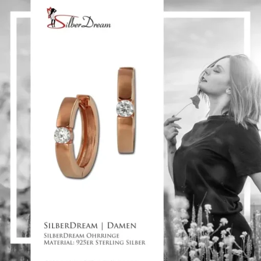 SilberDream Creole rose vergoldet Zirkonia Ohrring 925 Silber Schmuck SDO0037WE