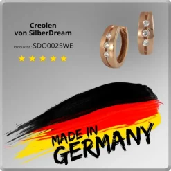 SilberDream Creole rose Zirkonias weiß Ohrring 925 Silber Schmuck SDO0025WE