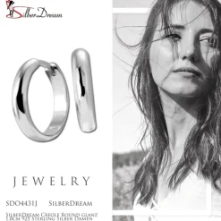 SilberDream Creole Round glanz 1,8cm 925 Sterling Silber Damen Ohrringe SDO4431J