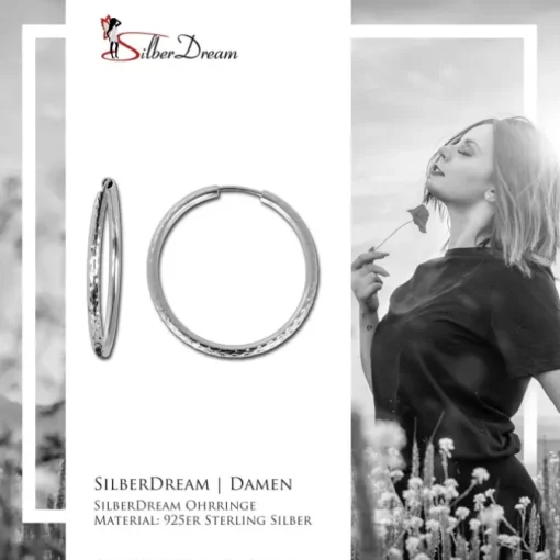 SilberDream Creole Schliff 40mm Ohrring 925 Silber SDO074