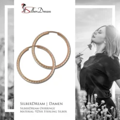 SilberDream Creole Schliff rose 30mm Ohrring 925 Silber SDO0003E