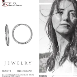 SilberDream Creole Schliff 40mm Ohrring 925 Silber SDO074