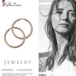 SilberDream Creole Schliff rose 30mm Ohrring 925 Silber SDO0003E