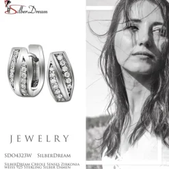SilberDream Creole Senses Zirkonia weiß 925 Sterling Silber Damen SDO4323W