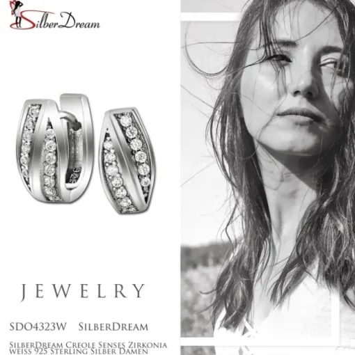 SilberDream Creole Senses Zirkonia weiß 925 Sterling Silber Damen SDO4323W