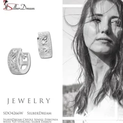 SilberDream Creole Senses Zirkonia weiß 925 Sterling Silber Damen SDO4266W