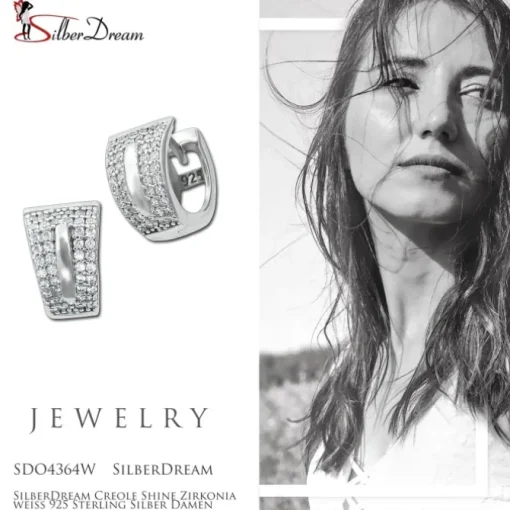 SilberDream Creole Shine Zirkonia weiß 925 Sterling Silber Damen SDO4364W
