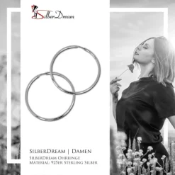 SilberDream Creole Simply 80mm Ohrring 925 Silber SDO080