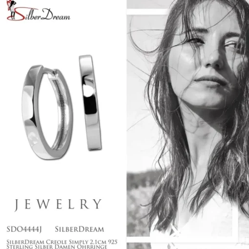 SilberDream Creole Simply 2,1cm 925 Sterling Silber Damen Ohrringe SDO4444J