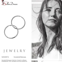 SilberDream Creole Simply 60mm Ohrring 925 Silber Echtschmuck SDO072