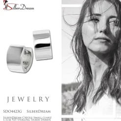 SilberDream Creole Small glanz 1,1cm 925 Sterling Silber Damen Ohrringe SDO4423G