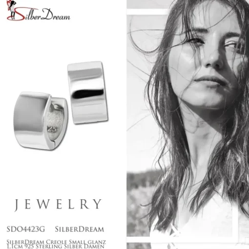 SilberDream Creole Small glanz 1,1cm 925 Sterling Silber Damen Ohrringe SDO4423G