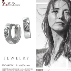 SilberDream Creole Small Zirkonia weiß 925 Sterling Silber Damen SDO4410W