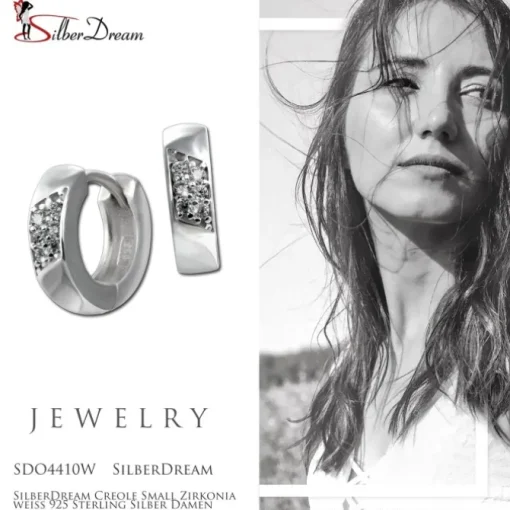 SilberDream Creole Small Zirkonia weiß 925 Sterling Silber Damen SDO4410W