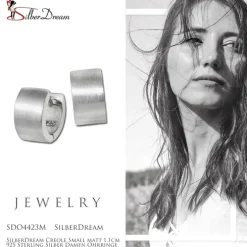 SilberDream Creole Small matt 1,1cm 925 Sterling Silber Damen Ohrringe SDO4423M