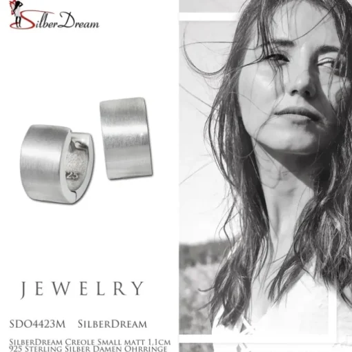 SilberDream Creole Small matt 1,1cm 925 Sterling Silber Damen Ohrringe SDO4423M