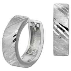 SilberDream Creole Stripe 925er Sterling Silber Damen Ohrringe SDO4419J