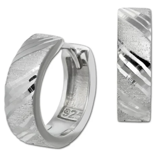 SilberDream Creole Stripe 925er Sterling Silber Damen Ohrringe SDO4419J