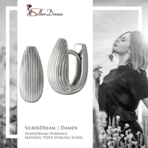 SilberDream Creole Stripe 925 Sterling Silber Damen Ohrringe SDO4456J