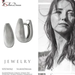 SilberDream Creole Stripe 925 Sterling Silber Damen Ohrringe SDO4456J