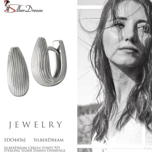 SilberDream Creole Stripe 925 Sterling Silber Damen Ohrringe SDO4456J