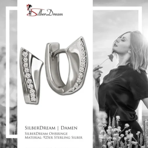 SilberDream Creole Swing Zirkonia weiß 925 Sterling Silber Damen SDO4358W