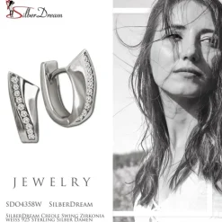 SilberDream Creole Swing Zirkonia weiß 925 Sterling Silber Damen SDO4358W