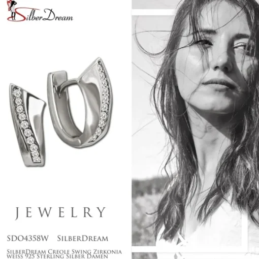 SilberDream Creole Swing Zirkonia weiß 925 Sterling Silber Damen SDO4358W
