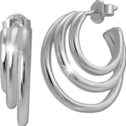 SilberDream Creole Triple 925 Sterling Silber Damen Ohrringe SDO4452J
