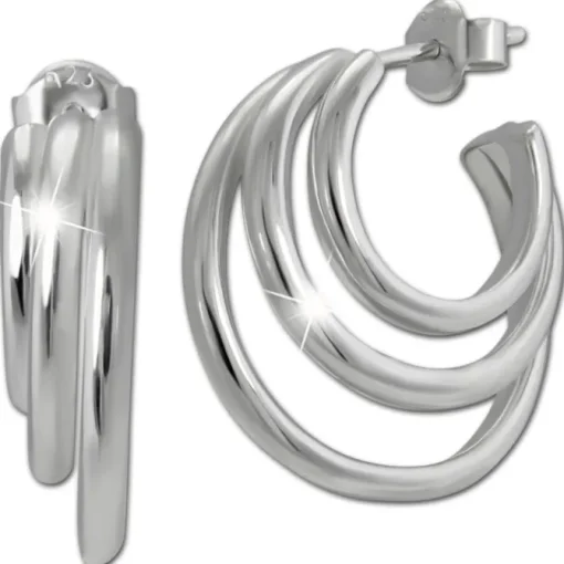 SilberDream Creole Triple 925 Sterling Silber Damen Ohrringe SDO4452J