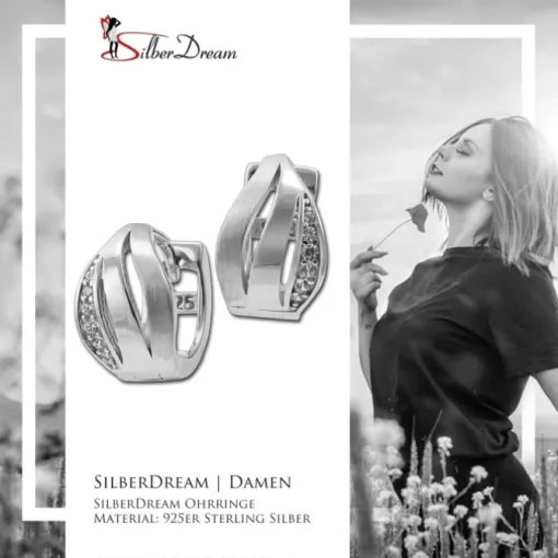 SilberDream Creole Triple Zirkonia weiß 925 Sterling Silber Damen SDO4367W
