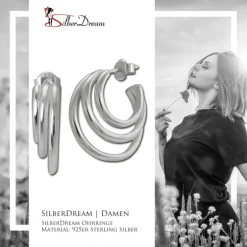 SilberDream Creole Triple 925 Sterling Silber Damen Ohrringe SDO4452J