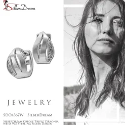 SilberDream Creole Triple Zirkonia weiß 925 Sterling Silber Damen SDO4367W
