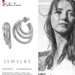 SilberDream Creole Triple 925 Sterling Silber Damen Ohrringe SDO4452J