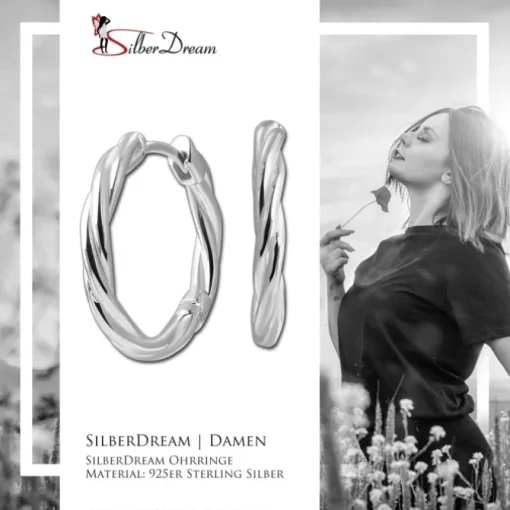 SilberDream Creole Twirl 2,2cm 925 Sterling Silber Damen Ohrringe SDO4434J