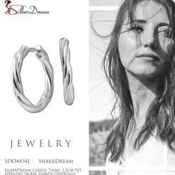 SilberDream Creole Twirl 2,2cm 925 Sterling Silber Damen Ohrringe SDO4434J