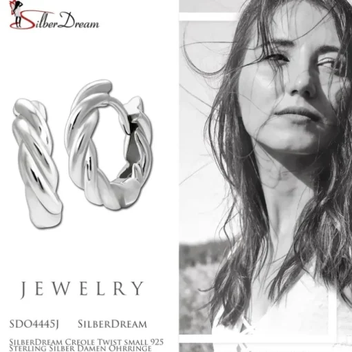 SilberDream Creole Twist small 925 Sterling Silber Damen Ohrringe SDO4445J