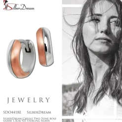 SilberDream Creole Two Tone rose silber 1,3cm 925 Sterling Silber Damen SDO4418E