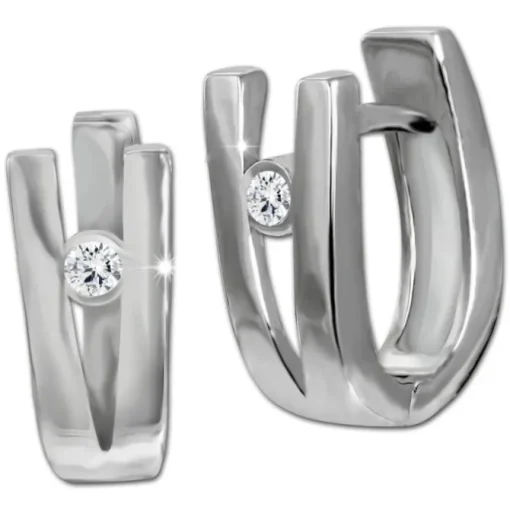 SilberDream Creole V Zirkonia weiß 925 Sterling Silber Damen SDO4407W