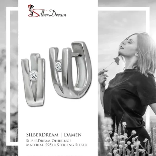 SilberDream Creole V Zirkonia weiß 925 Sterling Silber Damen SDO4407W