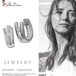 SilberDream Creole V Zirkonia weiß 925 Sterling Silber Damen SDO4407W