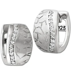 SilberDream Creole Welle Zirkonia weiß 925 Sterling Silber Damen SDO4308W