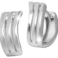 SilberDream Creole Welle 925 Sterling Silber Damen Ohrringe SDO4455J