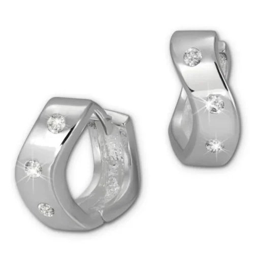 SilberDream Creole Welle Zirkonia weiß 925er Silber Damen SDO395W