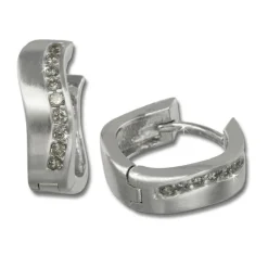SilberDream Creole Welle Zirkonia 15mm 925 Silber Damen Ohrring SDO339W