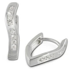 SilberDream Creole Welle Zirkonia 925 Sterling Silber Damen Ohrring SDO377W